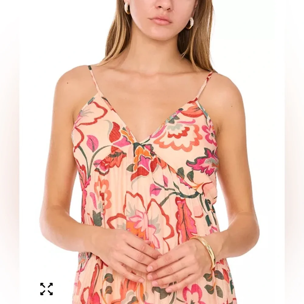 Floral Tiered Maxi Dress Medium Baby Doll Lightweight Vacation ResortWear Summer - Picture 3 of 9